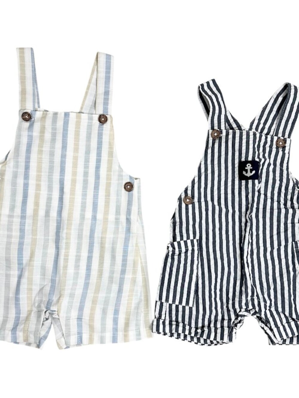 Bundle of 2 Baby Boy Rompers Unbranded Size 12 Months Multicolor Striped Pattern